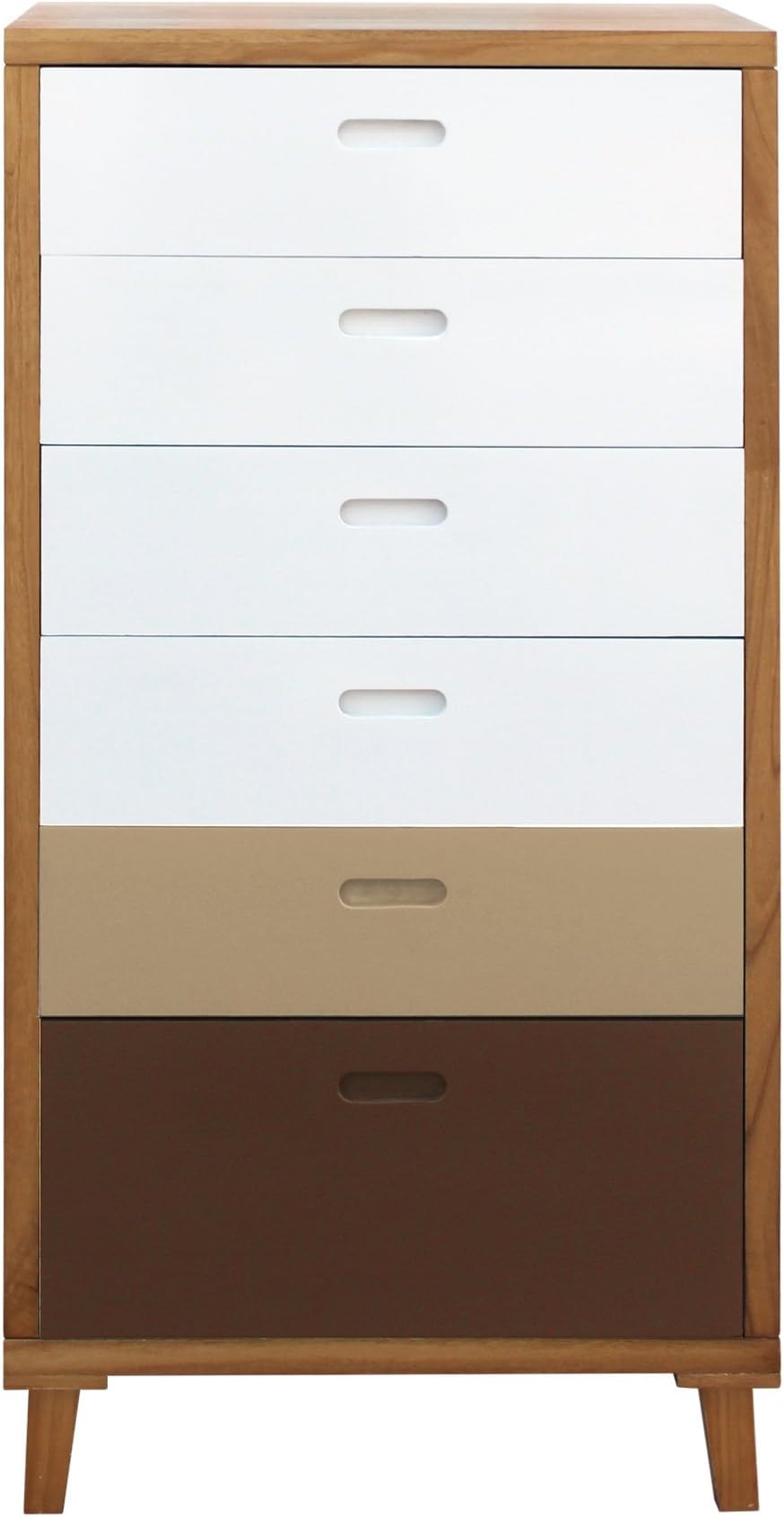 Mobili Rebecca® Chest of Drawers Dresser 6 Drawers Brown White Wood Contemporary Design (Cod. RE6050)