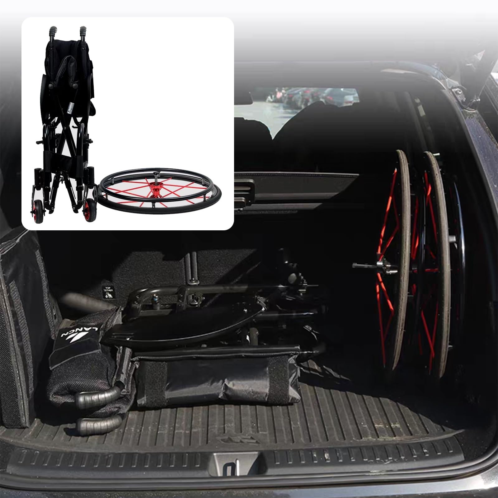 Sedia a rotelle pieghevole,Alluminio,Sedia a rotelle per lo sport, Leggera(Seat width 42cm/16.5in)