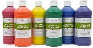 Handy Art Washable Finger Paint, Pint Primary, Set of 6