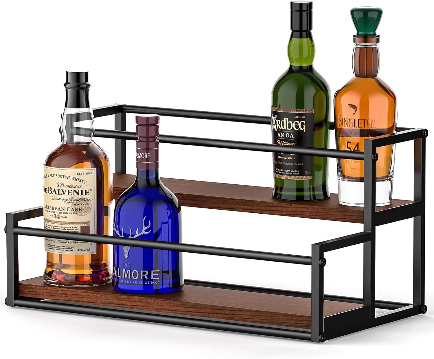Amazon.com: THYGIFTREE Liquor Bottle Display Shelf 2 Tier Liquor Risers ...