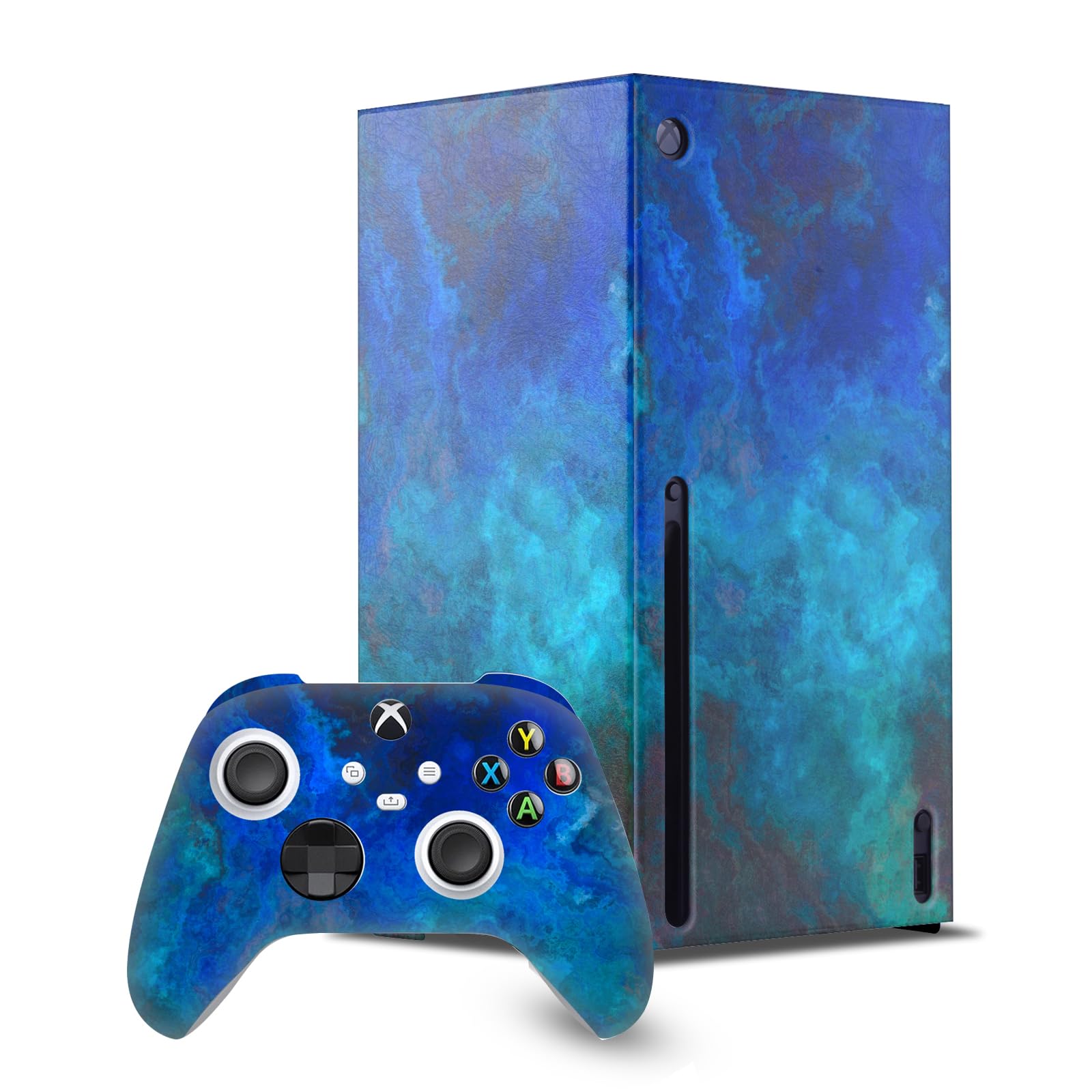 Head Case Designs Sous Licence Officielle LebensArt Malachit bleu Mix Art Enveloppement De Console De Jeu Et Skins Pour Manette De Jeu Ensemble compatible avec Xbox Series X