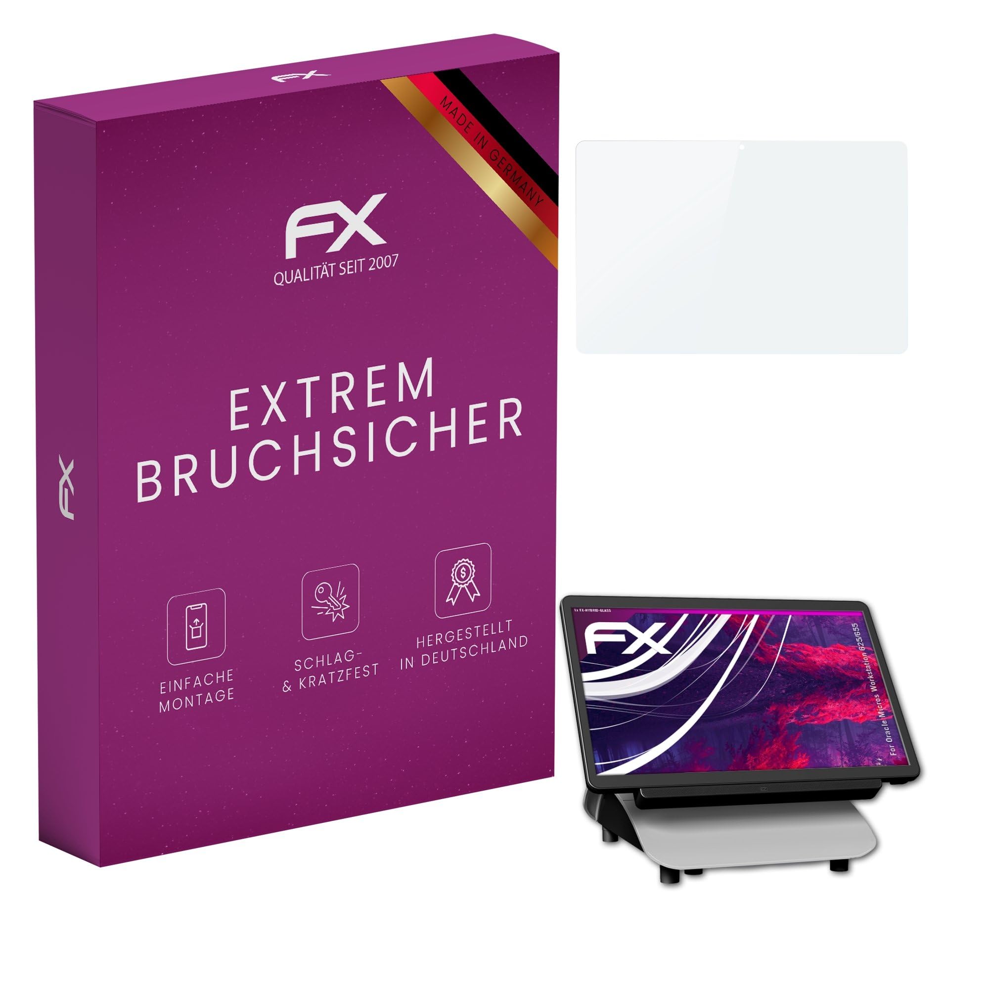 atFoliX Plastic Glass Protective Film compatible with Oracle Micros Workstation 625/655 Glass Protector, 9H Hybrid-Glass FX Screen Protector