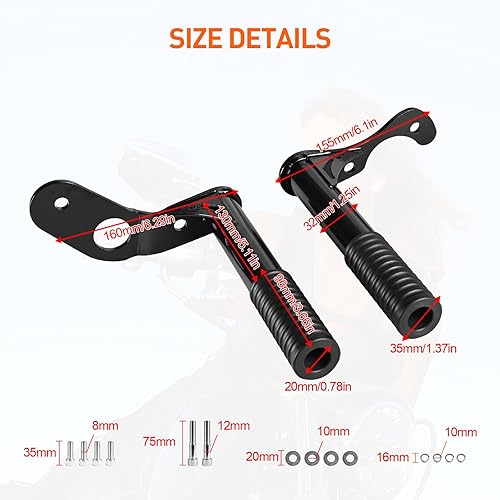 Miniatura 6 de Estriberas para pie de pasajero de motocicleta, deslizador de marco de barra de choque, barras de choque para pasajero trasero, deslizadores de