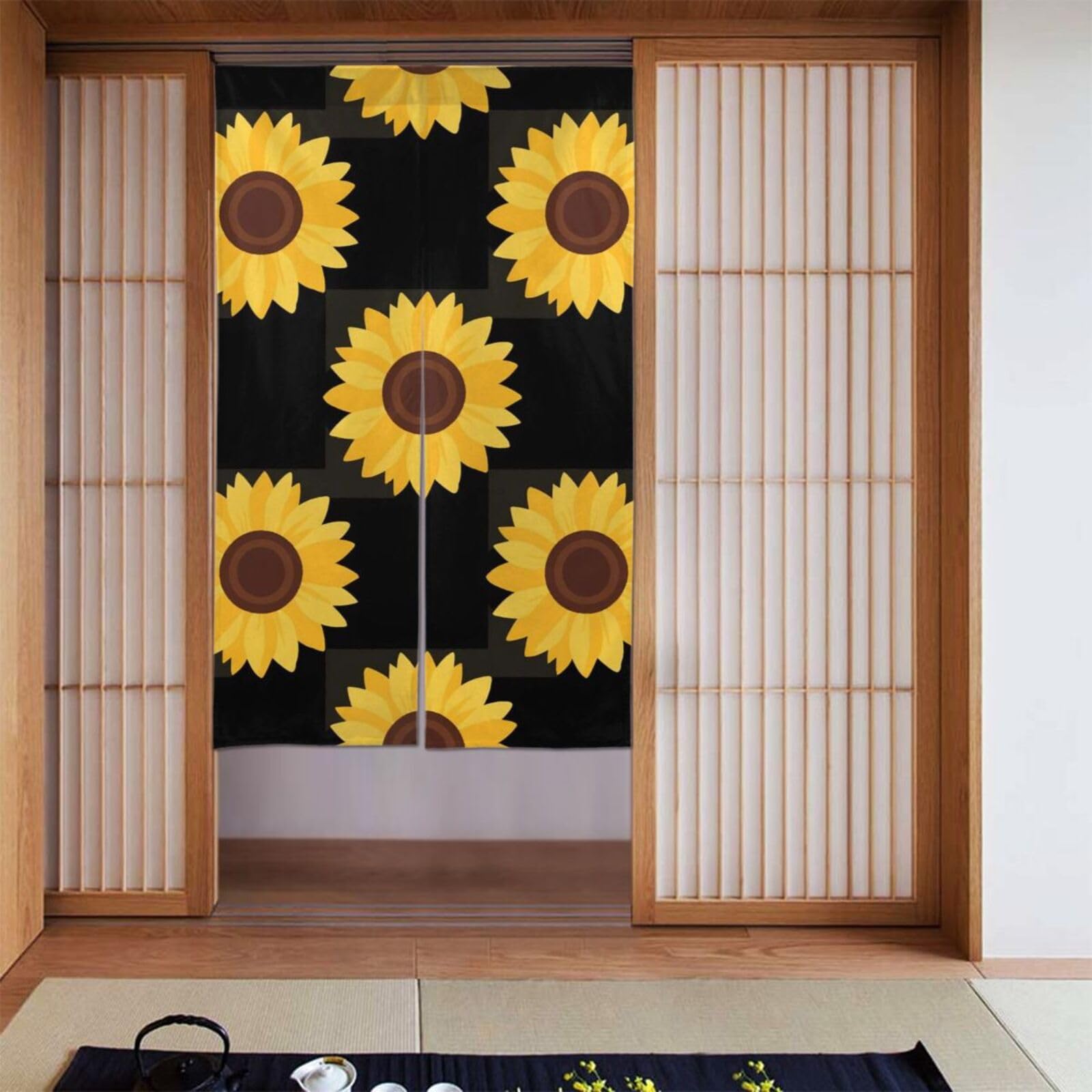 FekiLoot Sunflower Door Curtain for Doorway Privac,Personalized Blackout Kitchen Curtains Window Treatment 2 Panel Door Curtain Tapestry Hanging Room Divider Home Decor 34"X 56"