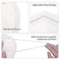 Vista 3 de BYD CARE KN95 - Respirador, 50 unidades, mascarilla de seguridad plegable transpirable y cómoda con bucle para las orejas para un ajuste apretado