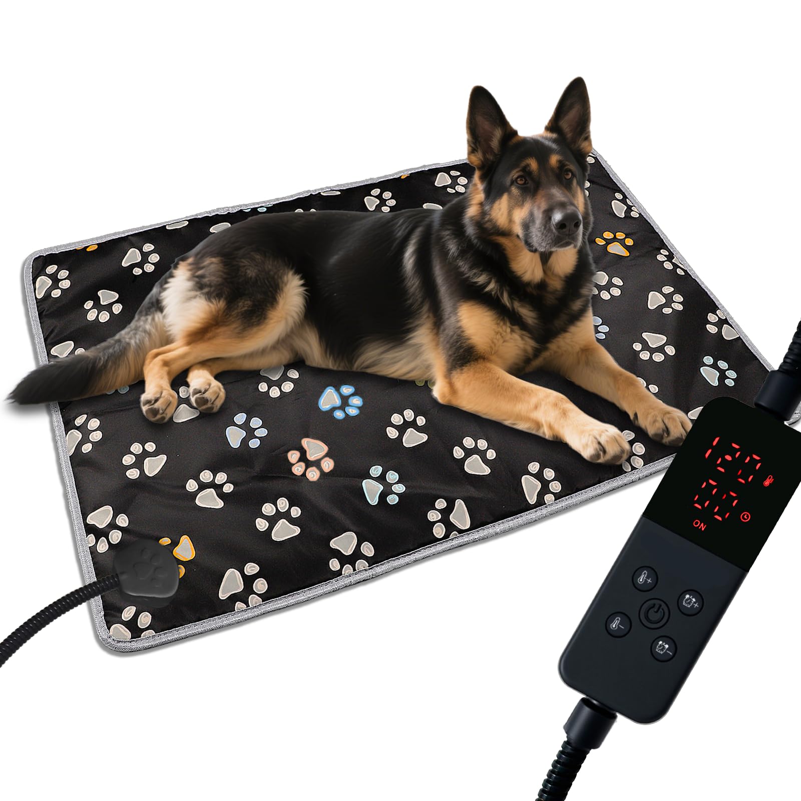 furrybaby Pet Heating Pad for Cats & Dogs, Waterproof Heated Bed (Black, 71 * 101 cm)