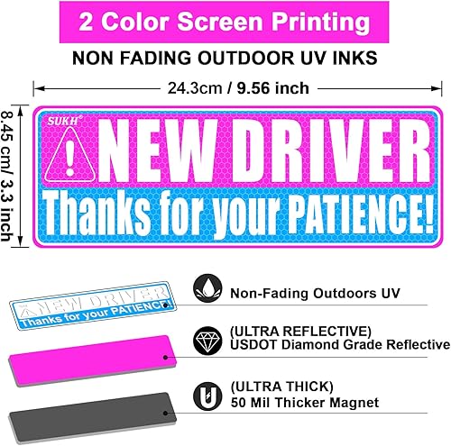 Miniatura 2 de Sukh Nuevo imán de conductor  divertido para estudiantes, advertencia de seguridad, novato, conductor, parachoques de automóvil, accesorios para