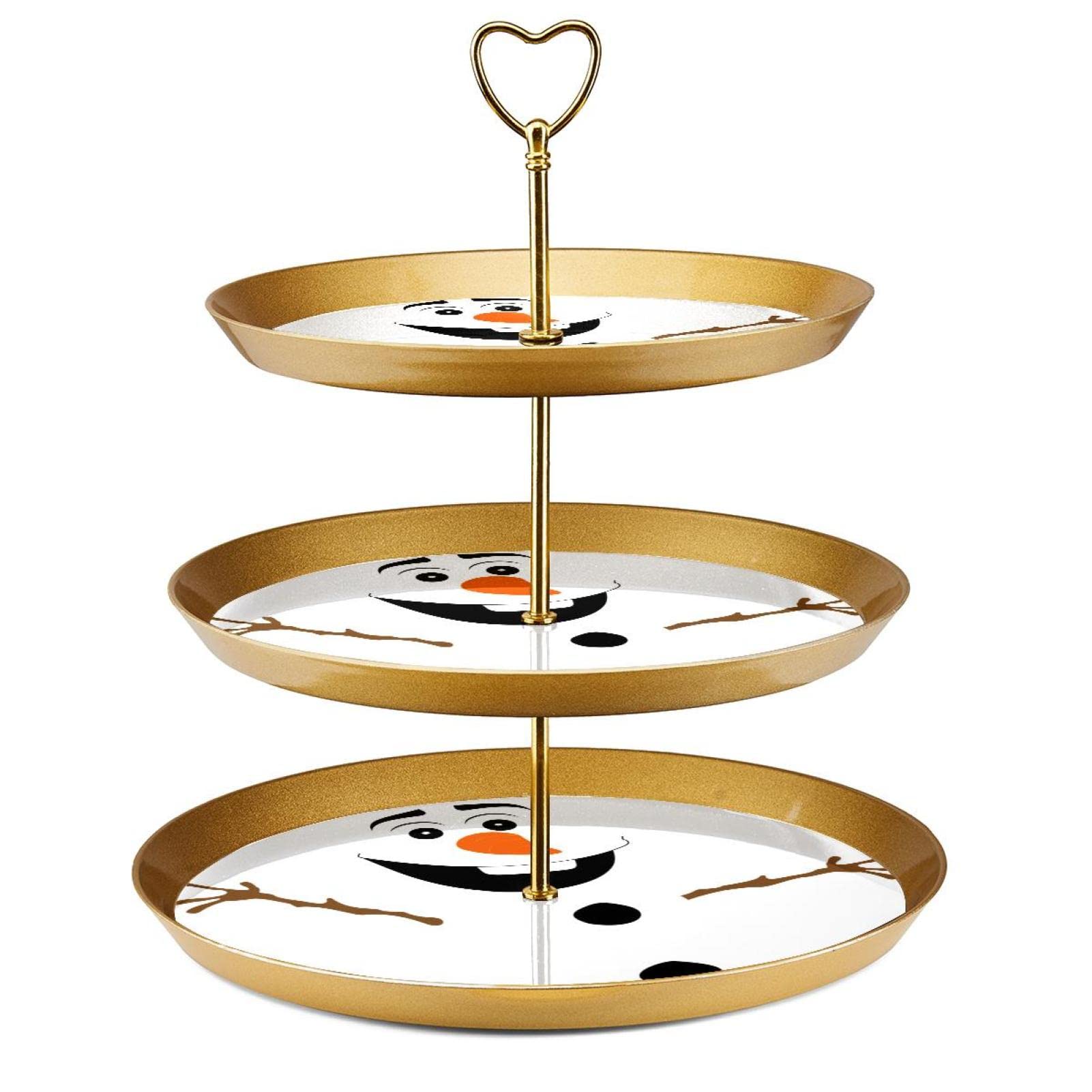 3 Tier Dessert Stand Fruit Plate Cupcake Plastic Cakes Candy Buffet Serving Tray Food Display for Wedding Baby Shower Home Birthday Tea Party Decoration, Xuebao Frozen Cartoon Snowman