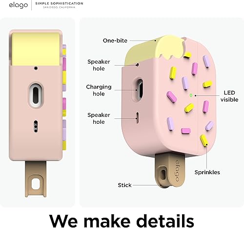 Miniatura 10 de elago Funda de helado compatible con AirPods Pro 2 compatible con AirPods Pro de 2 generación mosquetón incluido soporta carga inalámbrica