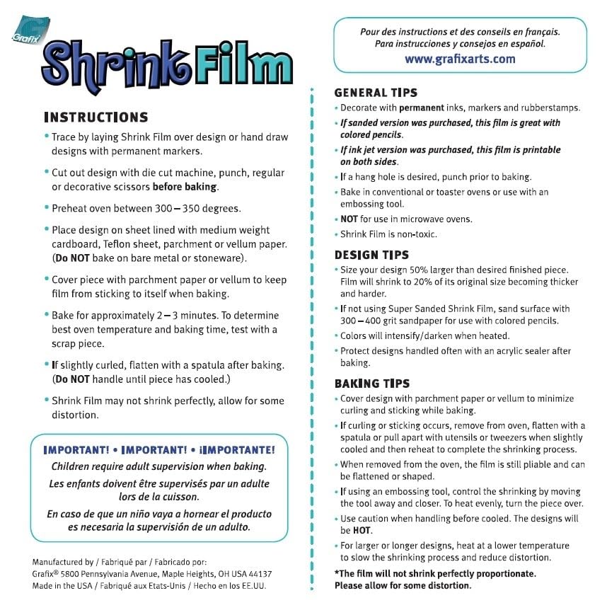 Image of Grafix Metallic Shrink Film, Silver Opaque, 8.5 x 11 in, Pack of 50