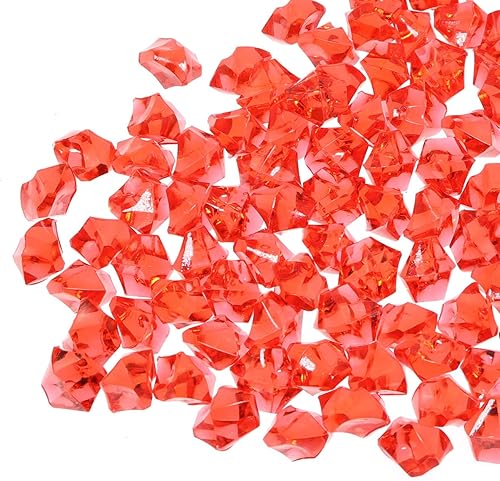 Miniatura 4 de Cubo de hielo falso, 100 piezas de diamantes rojos transparentes irregulares de cristal de roca de hielo para decoración del hogar, fiesta, boda,