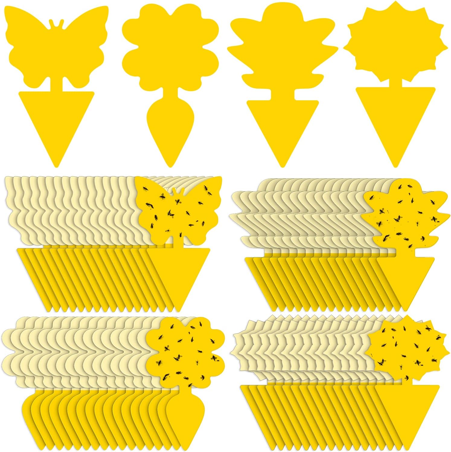 Foofol 72PCS Fruit Fly Sticky Traps Fungus Gnat Traps Insect Trap for Plants Kitchen Indoor Outdoor White Flies Mosquitos Fungus Gnats Flying Insects Houseplant Gifts.