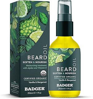 Badger Beard Oil, Babassu & Jojoba, Certified Organic, Premium Beard Conditioner, Beard Oil for