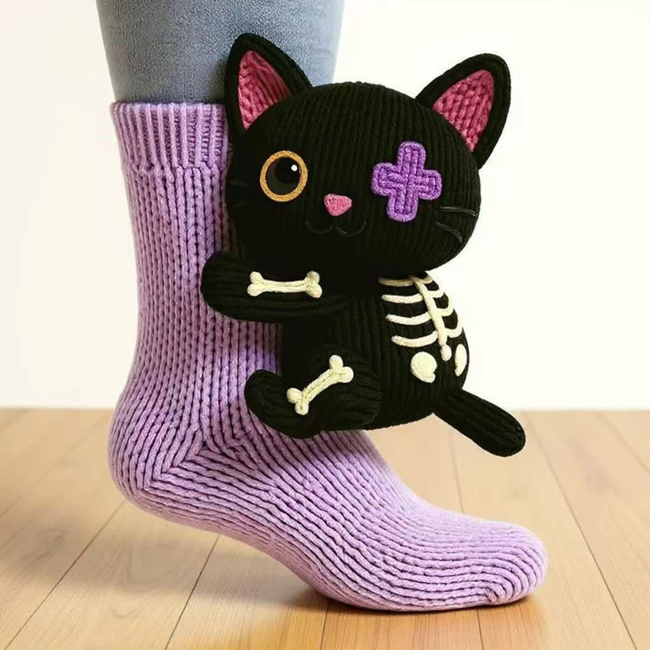 【公式 / 新香り発売】[TAKEY] 3Dニット動物柄ソックス、かわいいキャラクターデザインのふわふわあったか、クリスマスにぴったりの超ソフトな素材2個 ブーツ 楽ちん