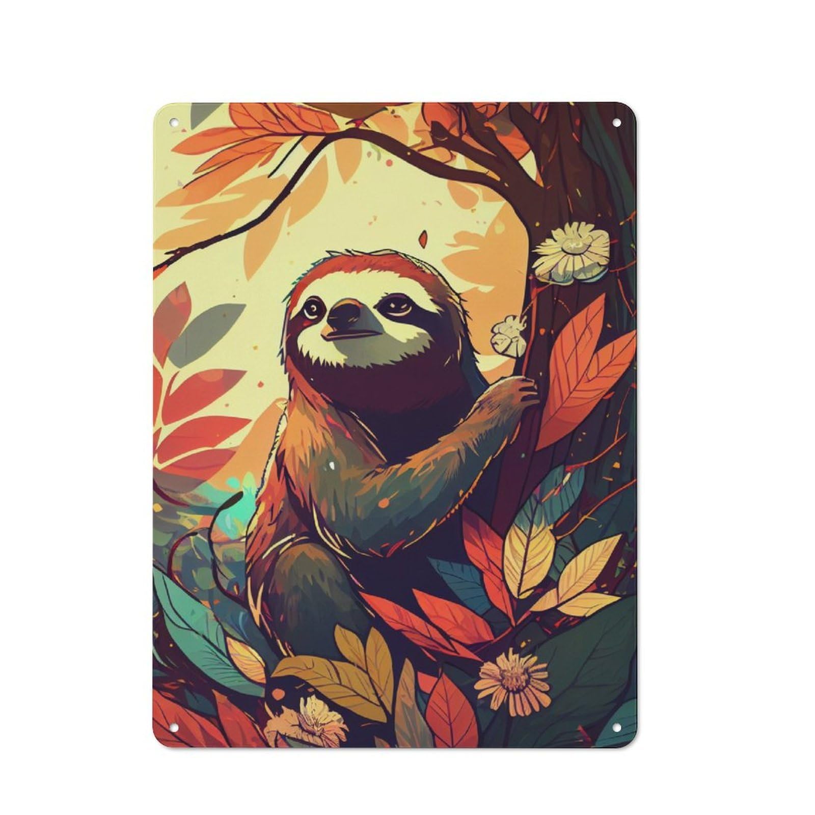 Junmoney Sloth Forest Retro Metal Wall Sign 40X30cm With For Home Bar Wall, A Housewarming Gift For Hosts Who Enjoy Retro Interiors