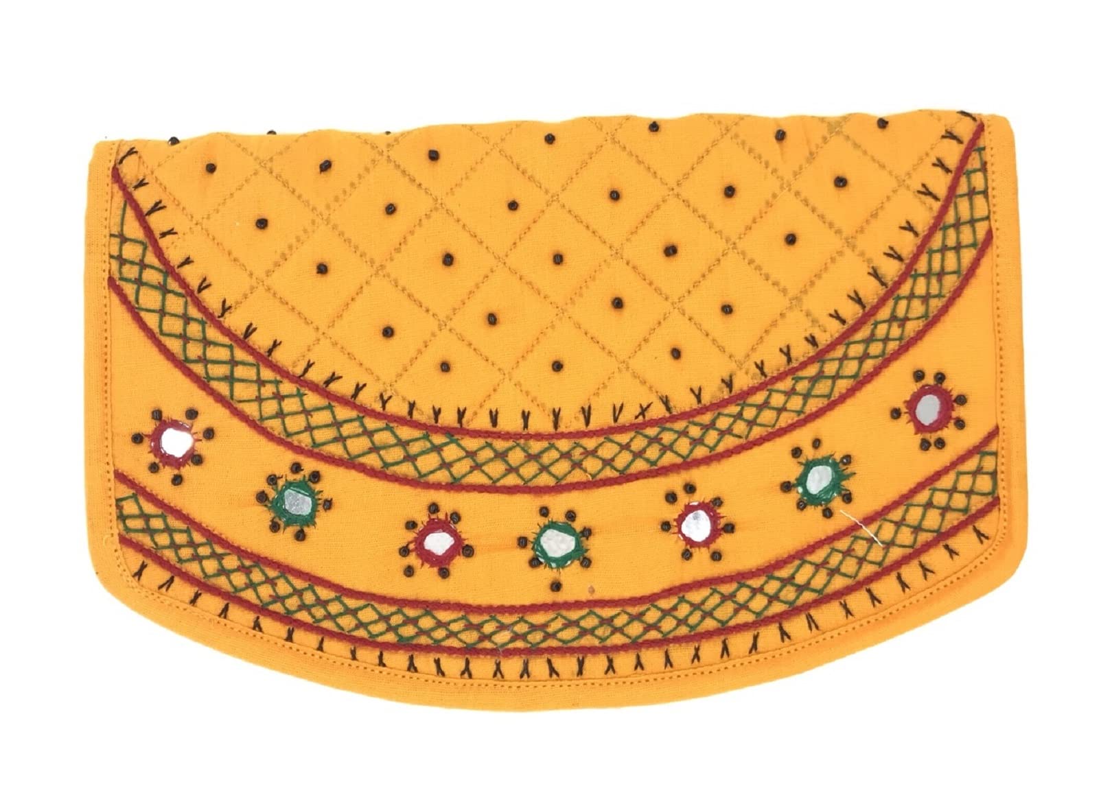 srishopify handicrafts Women Hand Purse Banjara Designer Clutch for Girls Cotton Handmade Ladies Wallet Embroidered Birthday Gift For Sister (Medium 8.5 Inch Original Mirrors Beads and Thread Work)