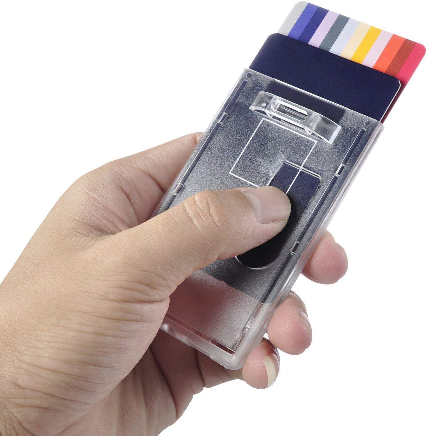 50x Ausweishalter Kartenhülle Ausweishülle Daumenschub 1 KARTE Transparent vertikal