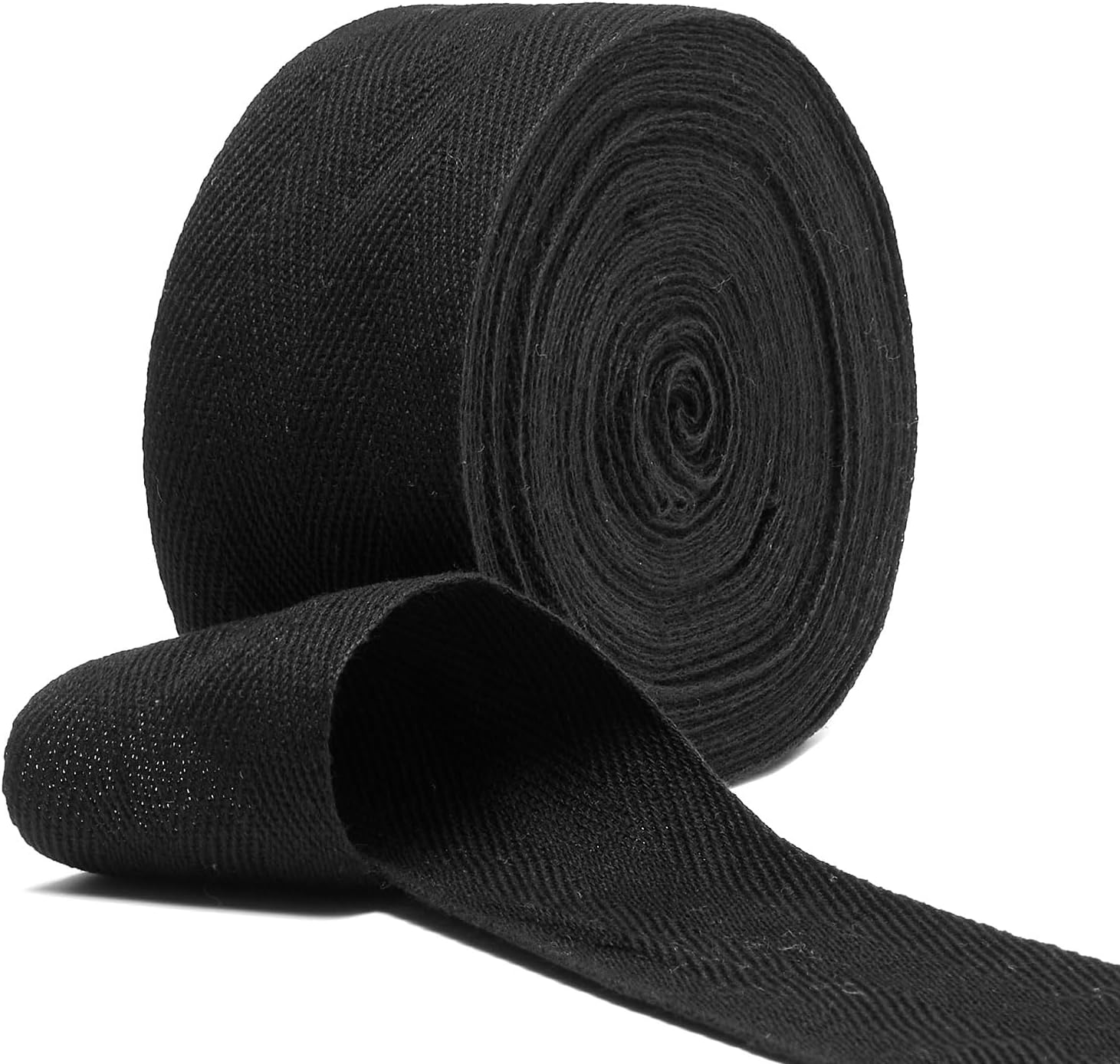 Natural Cotton Like Twill Tape Ribbon 10Yard 2 Inch Black Wide Tape Herringbone Webbing Roll Bias Binding Tapes for Sewing and DIY Crafts(Black-10Yards-2)