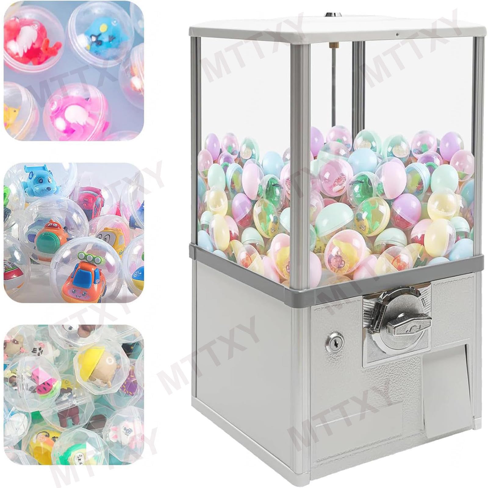 Macchina per gashapon commerciale, dispenser di capsule e palline saltarine con portamonete, premi per feste, compleanni, eventi negozi, design compatto, nero