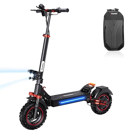 iScooter Electric Scooter, 28/38 MPH Top Speed E Scooter & 40/43/50 Miles Long Range, 10/11/12" Offroad Pneumatic Tire Scooter for Adults with Turn Signals, Double Braking Systems, APP and Storage Bag