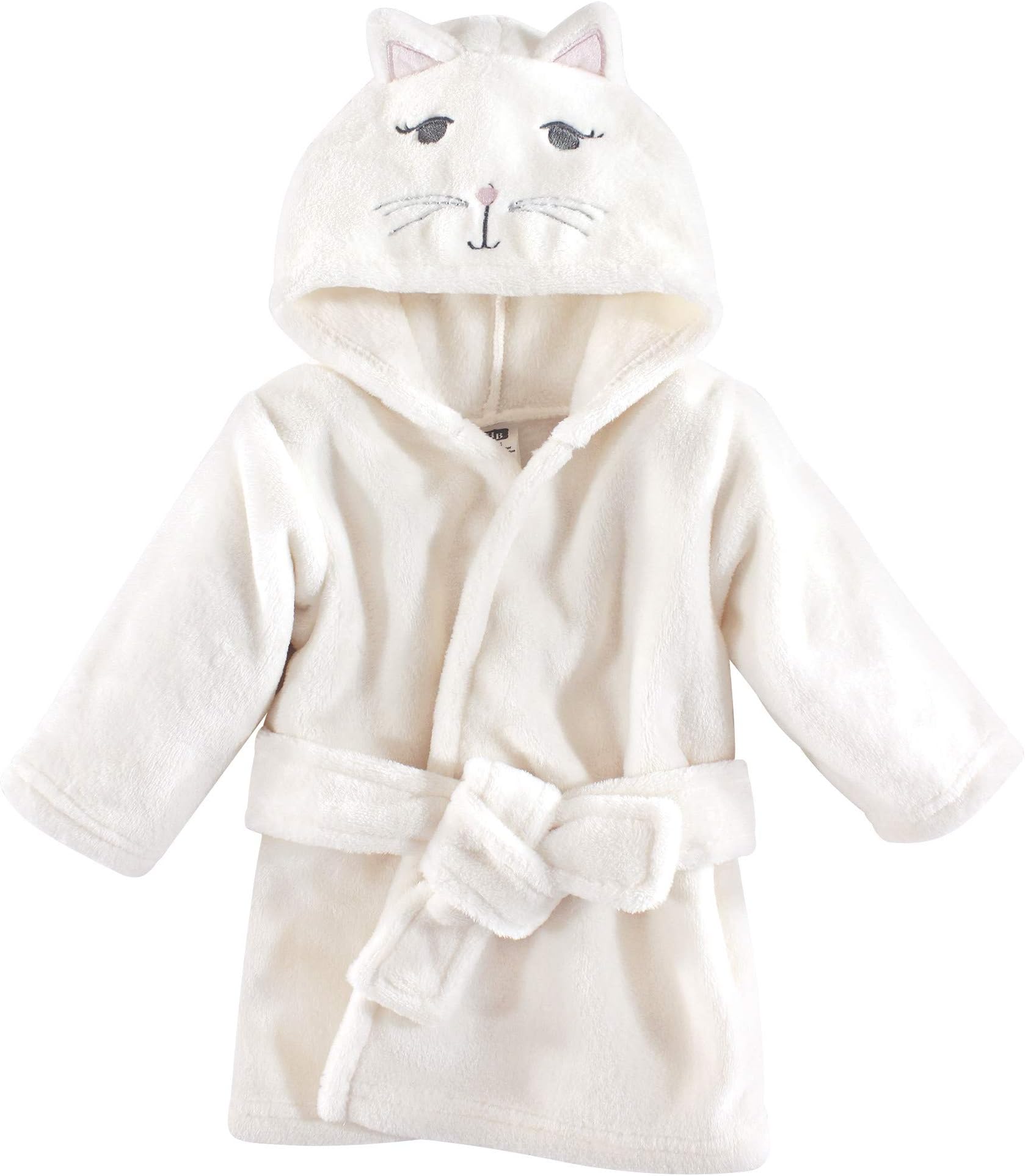 Hudson Baby Unisex Baby Plush Animal Face Bathrobe, Kitty, 0-9 Months