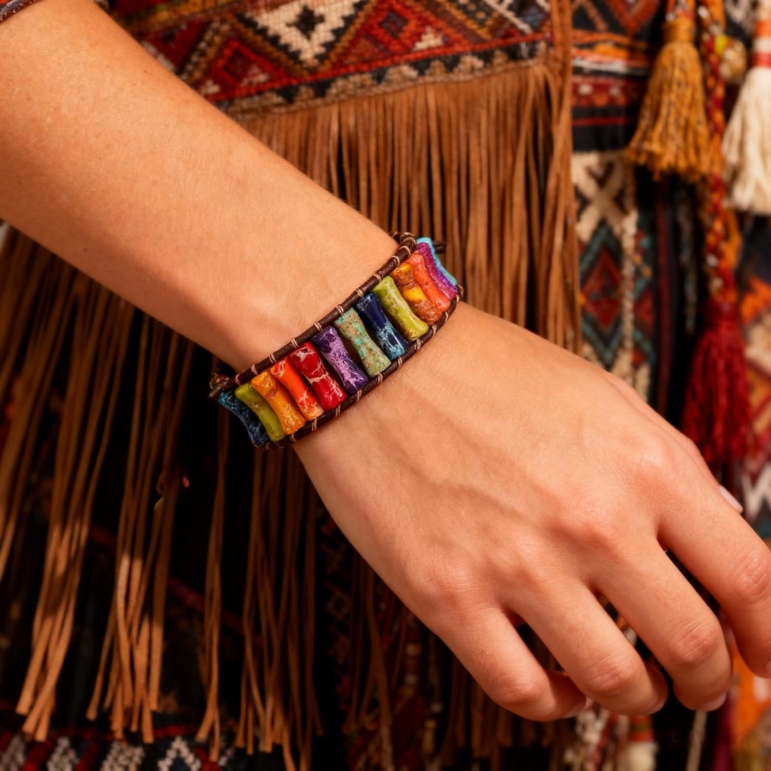 Chakra jewelry gifts Bracelets for Women，Handmade Natural Stone Healing Bracelets，hippie boho Friendship gifts Jewelry for women