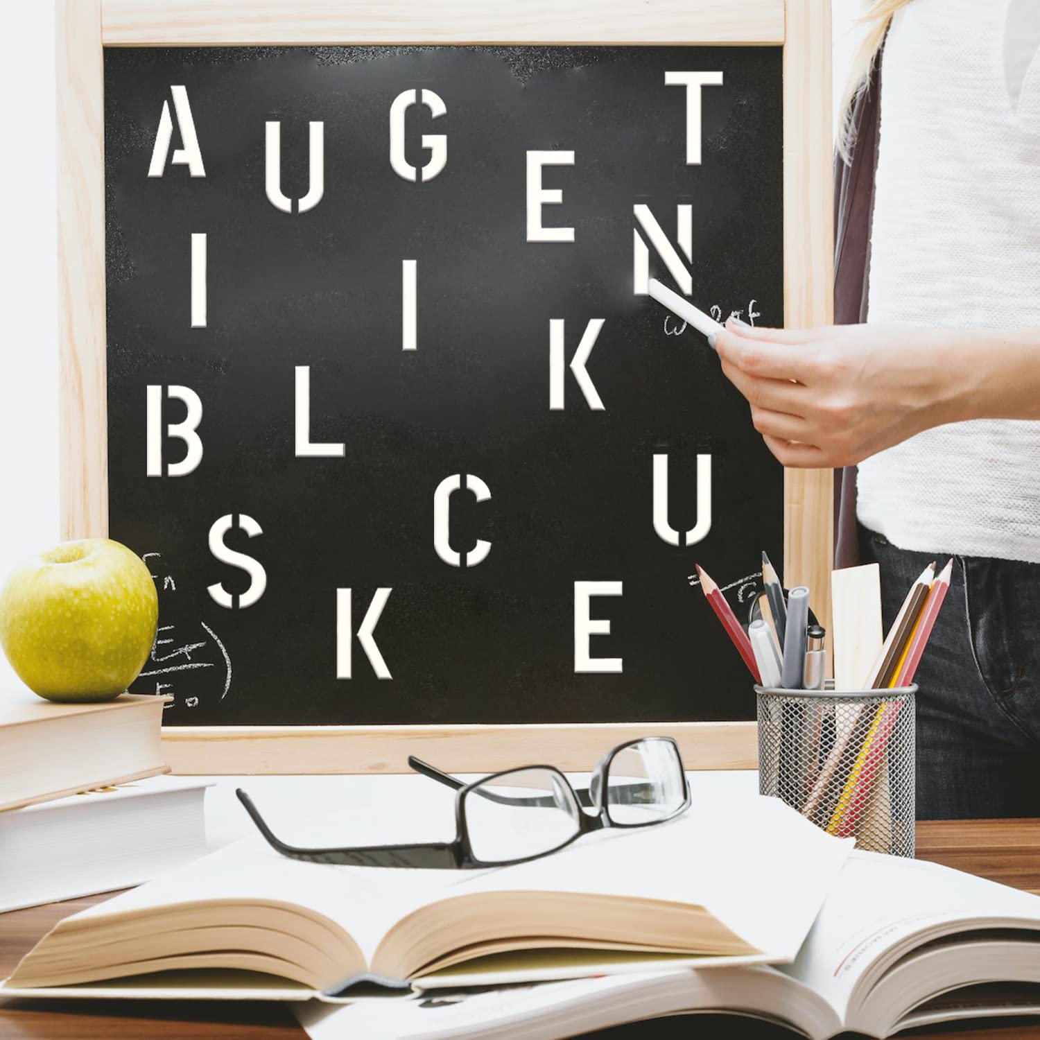 Stencil Lettere Alfabeto Grandi Plastica Letter e Numeri de Stencils Riutilizzabili per Muro Scritte Pittura Decorazione Artigianale Disegnare la Vernice Spray (4 Pollici)