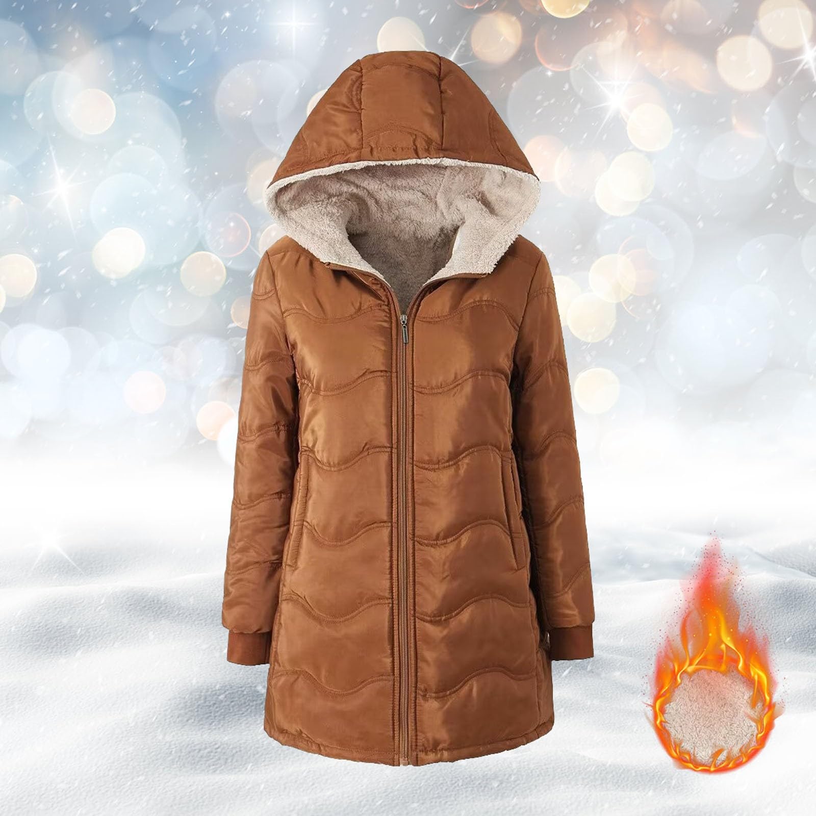 Women'S Geometric Lamb Wool Padded Medium Length Giacca Per Inverno Giubbotto Donna Invernale Trench Impermeabile Trapuntata Oltre Abbigliamento Pumino Piumino Leggero 100 Grammi Da