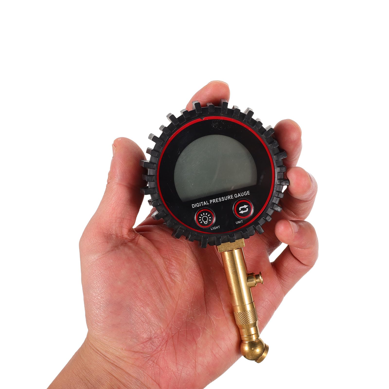 Manometro Pressione Pneumatici Digitale Nero per Veicoli a Due Ruote | Display Lcd, Formato Portatile, Corpo in Plastica con Componenti in Rame