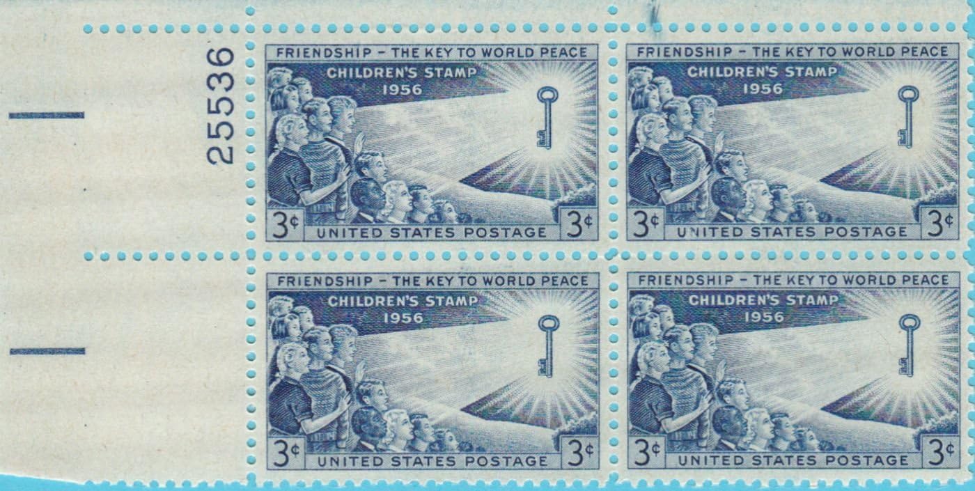 1956 4 X 3¢ US Postage Stamp 1085 Children Of The World