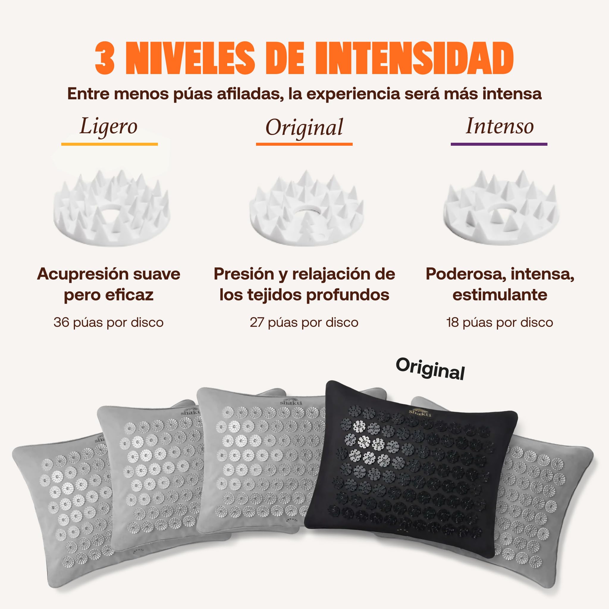 ShaktiMat [La Original Almohada de Acupresión - Algodón orgánico, Fabricación ética - para Relajación, Alivia Dolores de Cabeza, de Cuello y Hombros - Mejora la circulación y el sueño - Negro ónix