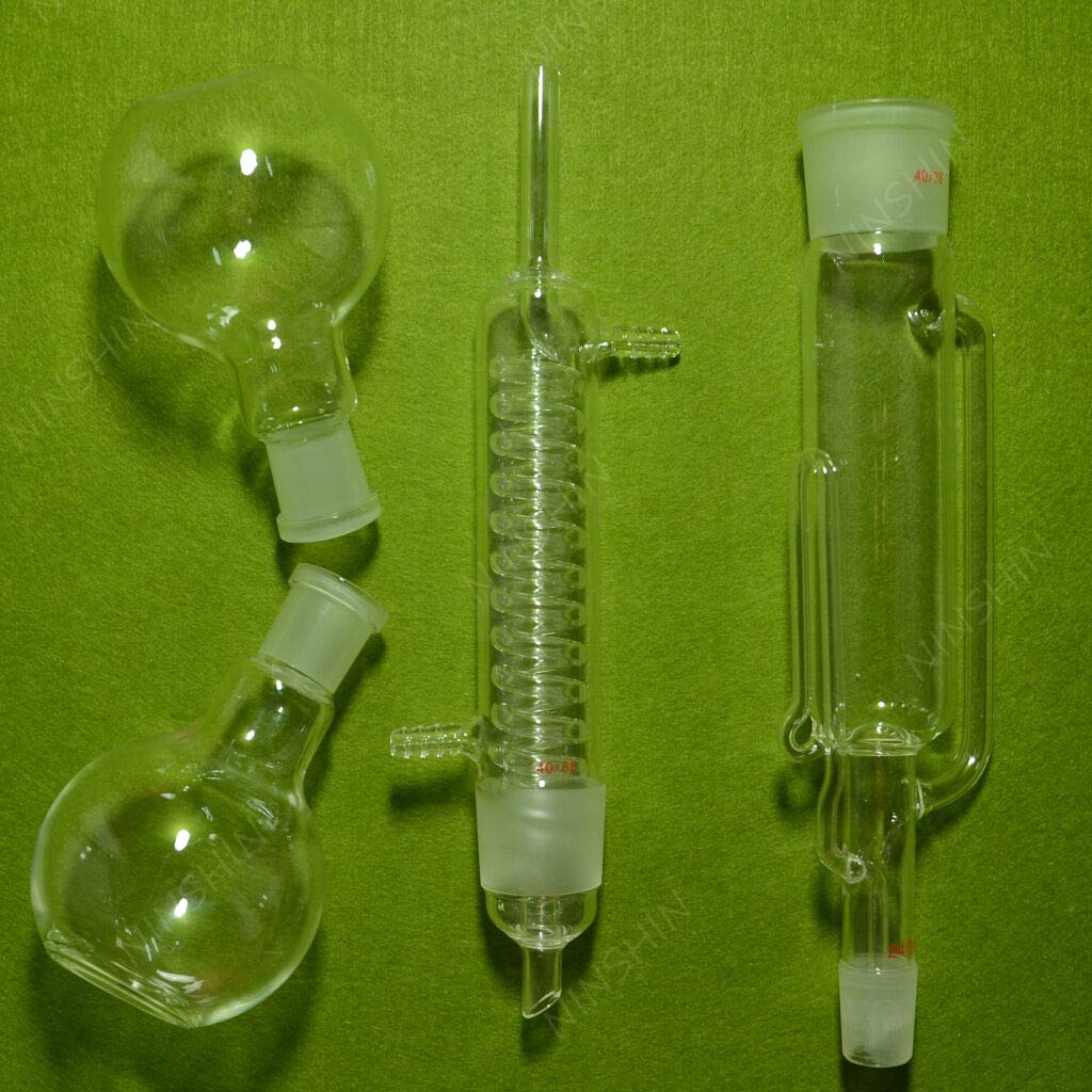 Glass Soxhlet Extractor Body & Graham Condenser,250ml,Two Flat Bottom Flasks