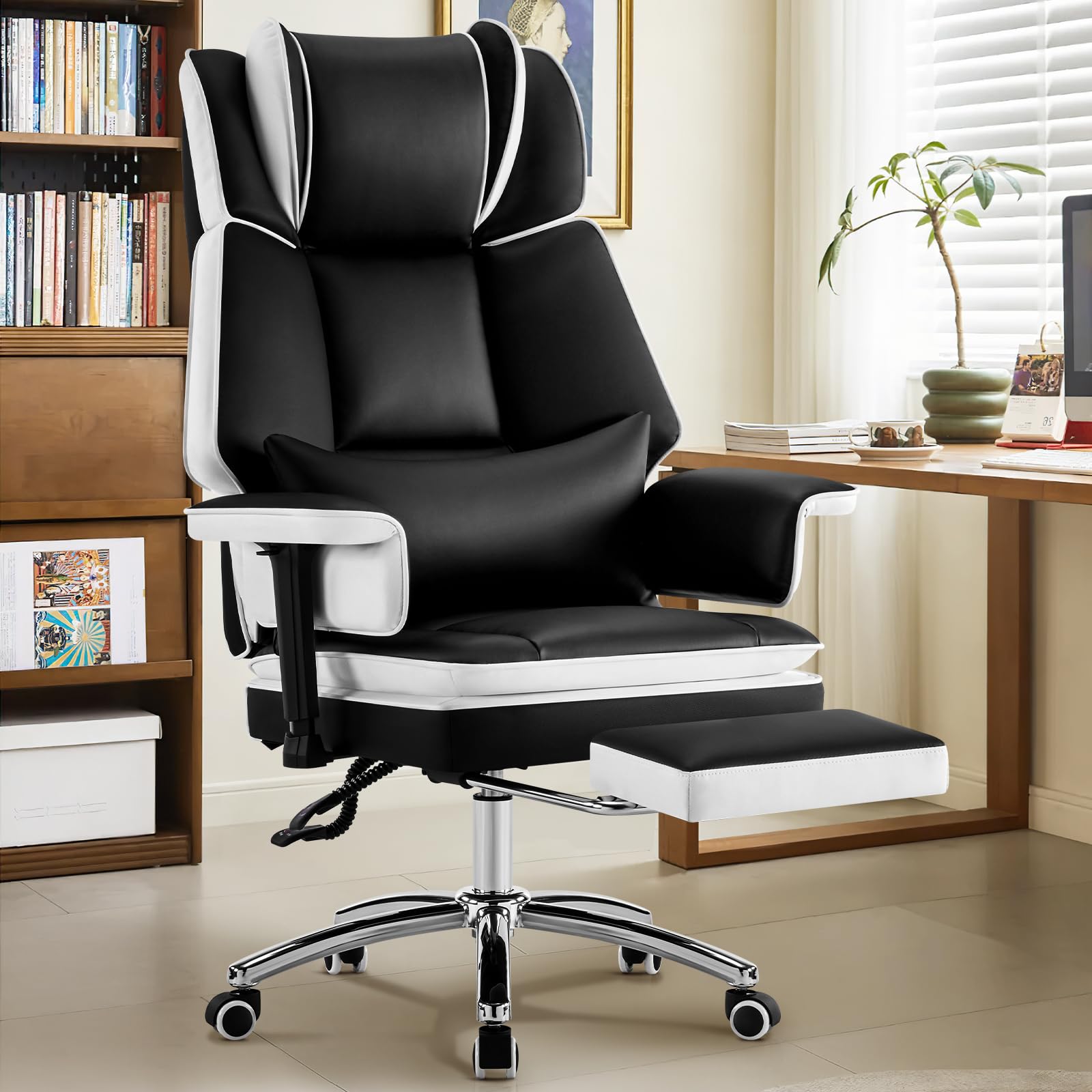 Big Tall Executive Office Chair with Footrest 400lbs High Back Ergonomic Gaming Chair Premium PU Leather with Adjustable