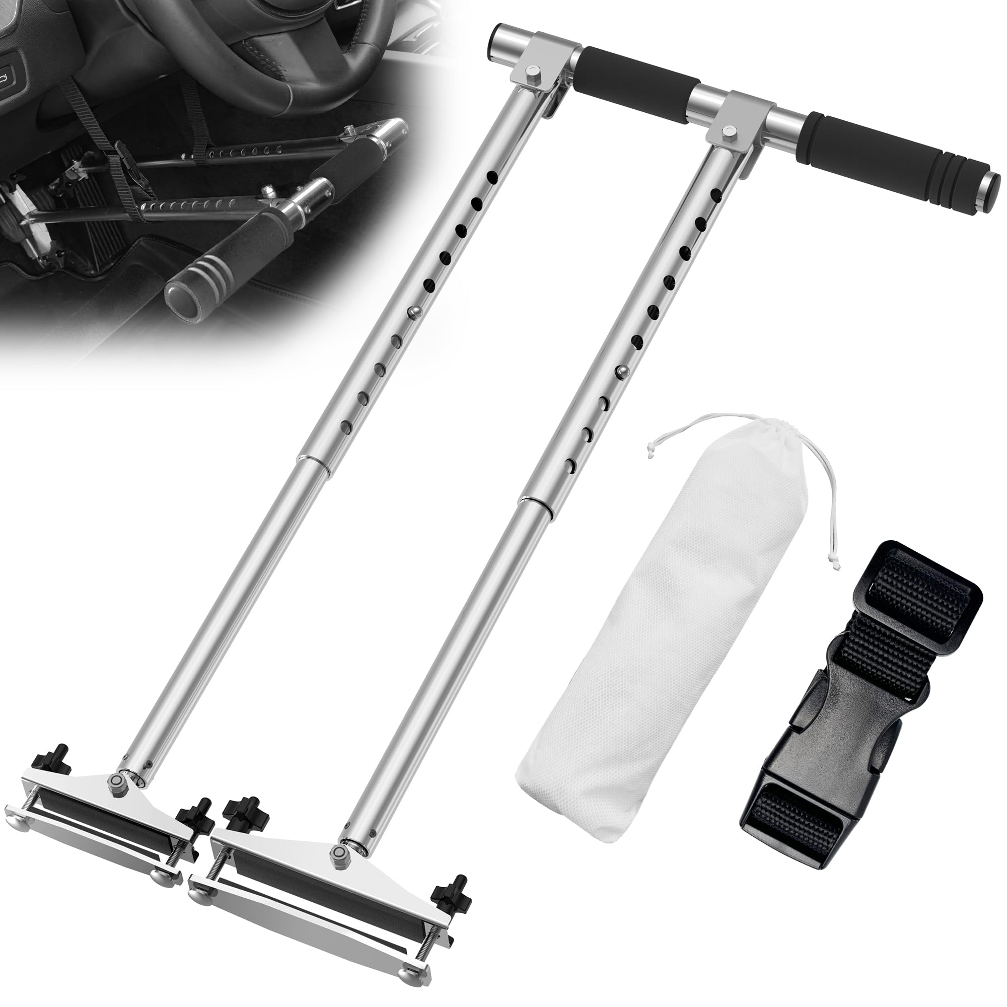 Car Hand Controls Device for Disabled Drivers, Portable Handicap Driving Hand Controlled Drive Assist for Injured, Handicap, Cars Driving aids, Black Handle