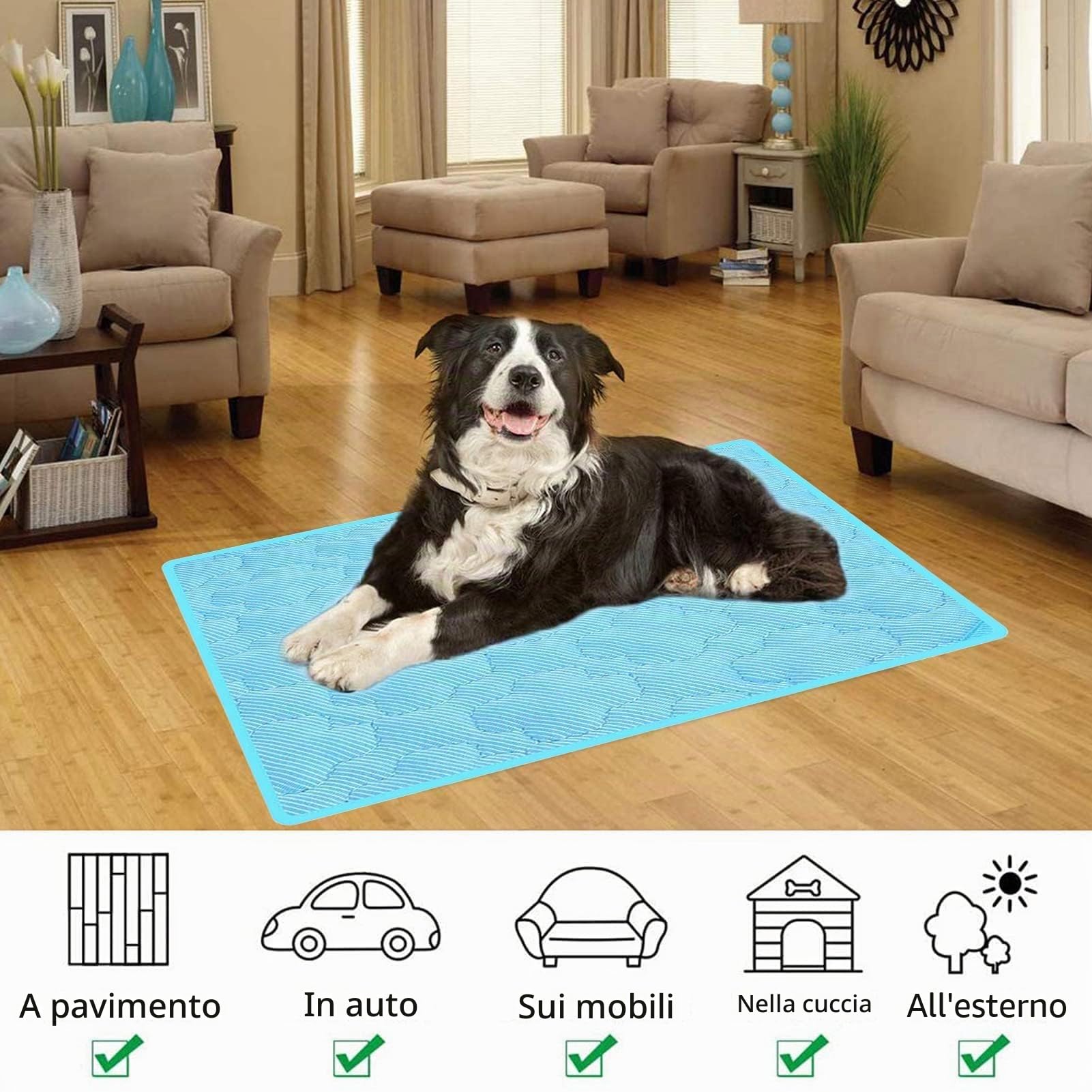 Tappetino Refrigerante per Cani 50x60cm Cuscino Auto Estate