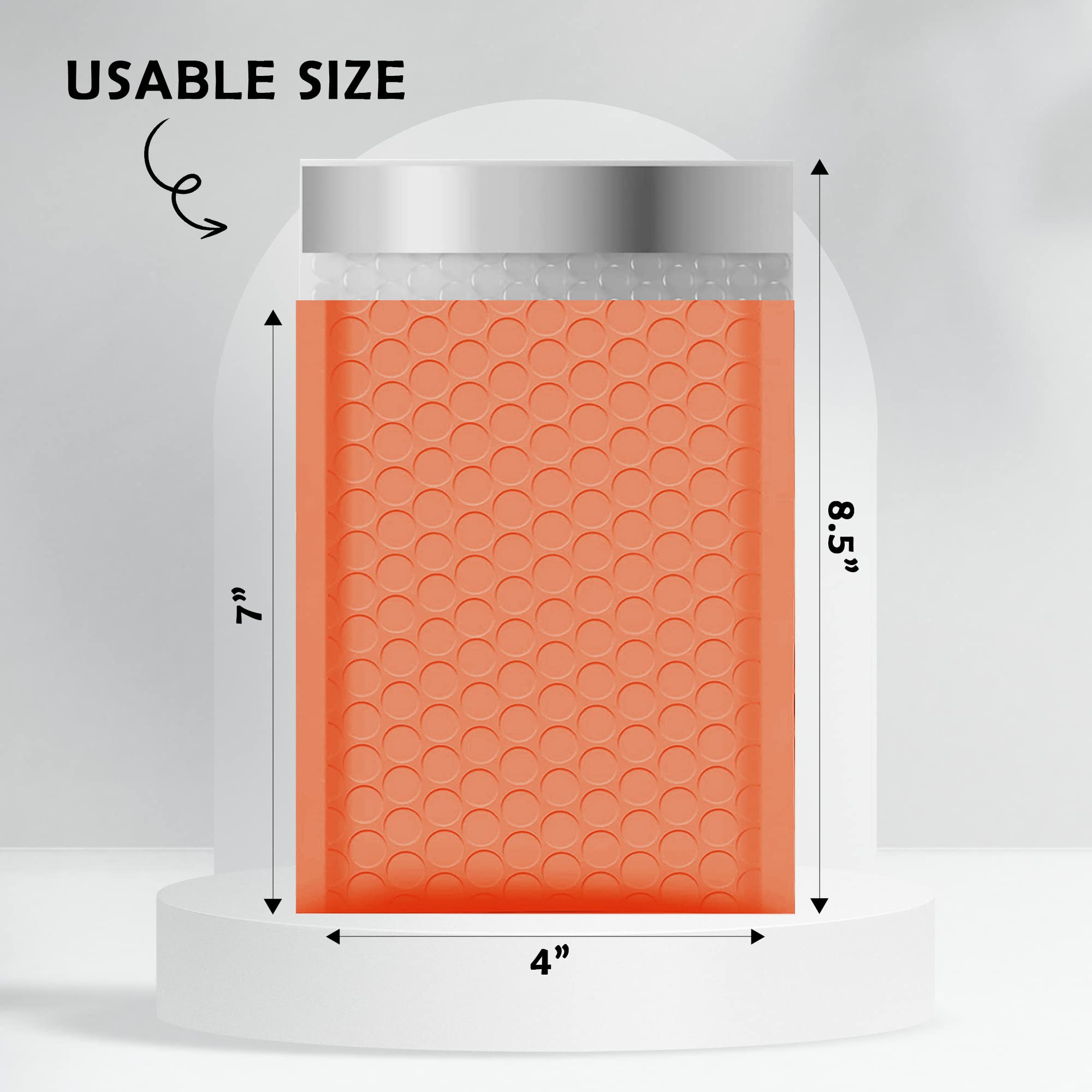 Yens Sobres de burbujas de polietileno impermeables autoadhesivas, sobres acolchados para envío, correo, embalaje (naranja, PM#000 (4 x 8), 50 unidades
