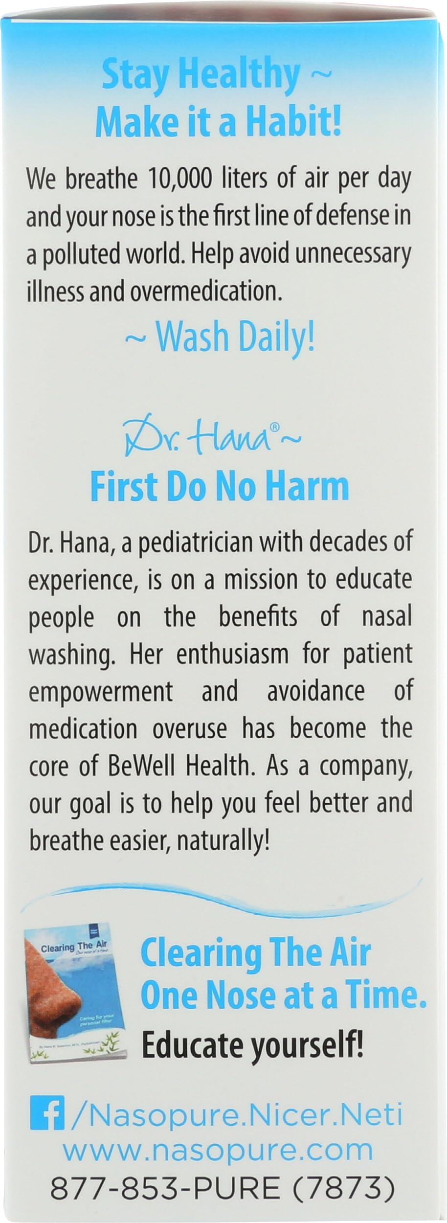 DR HANA'S NASOPURE Le "Pot Neti Nicer" Sampler Kit 8 Bouteille Avec 4 onces Tamponnés Sel Packets Allergie Congestion Relief Lavage Nasal