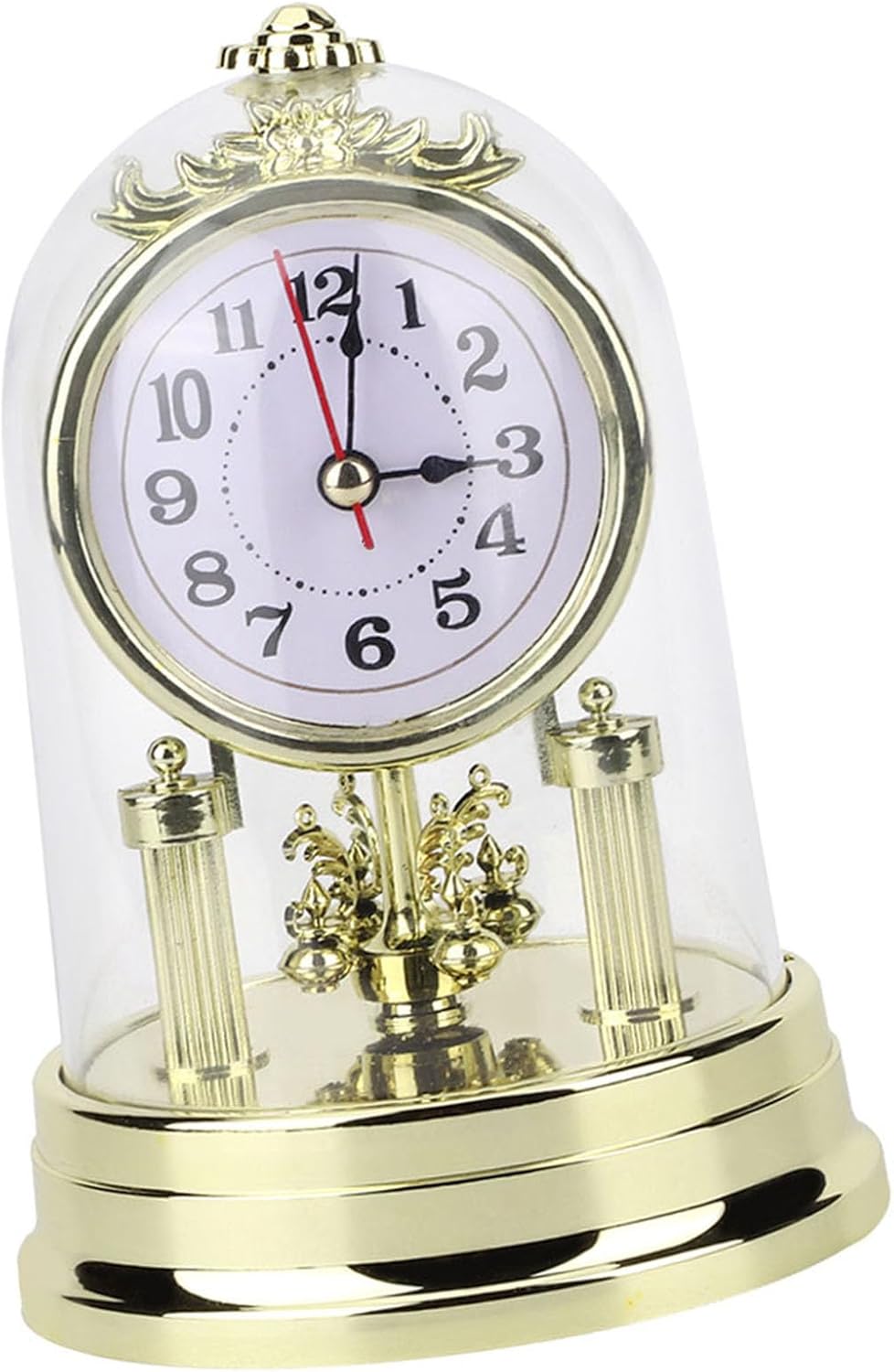 Honio Clock Retro Glass Desk Clock Antique Room for Mute Retro Cover Stand Retro Decorated Table Clock Clocks (Gold)