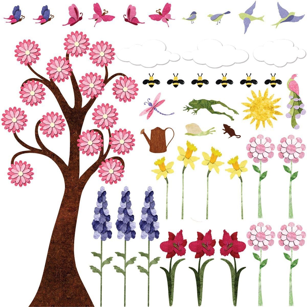 My Wonderful Walls Flower Wall Decals for Girls Room – Peel & Stick Flower Stickers with Large Tree Wall Sticker, Butterfly Decals & Bird Stickers