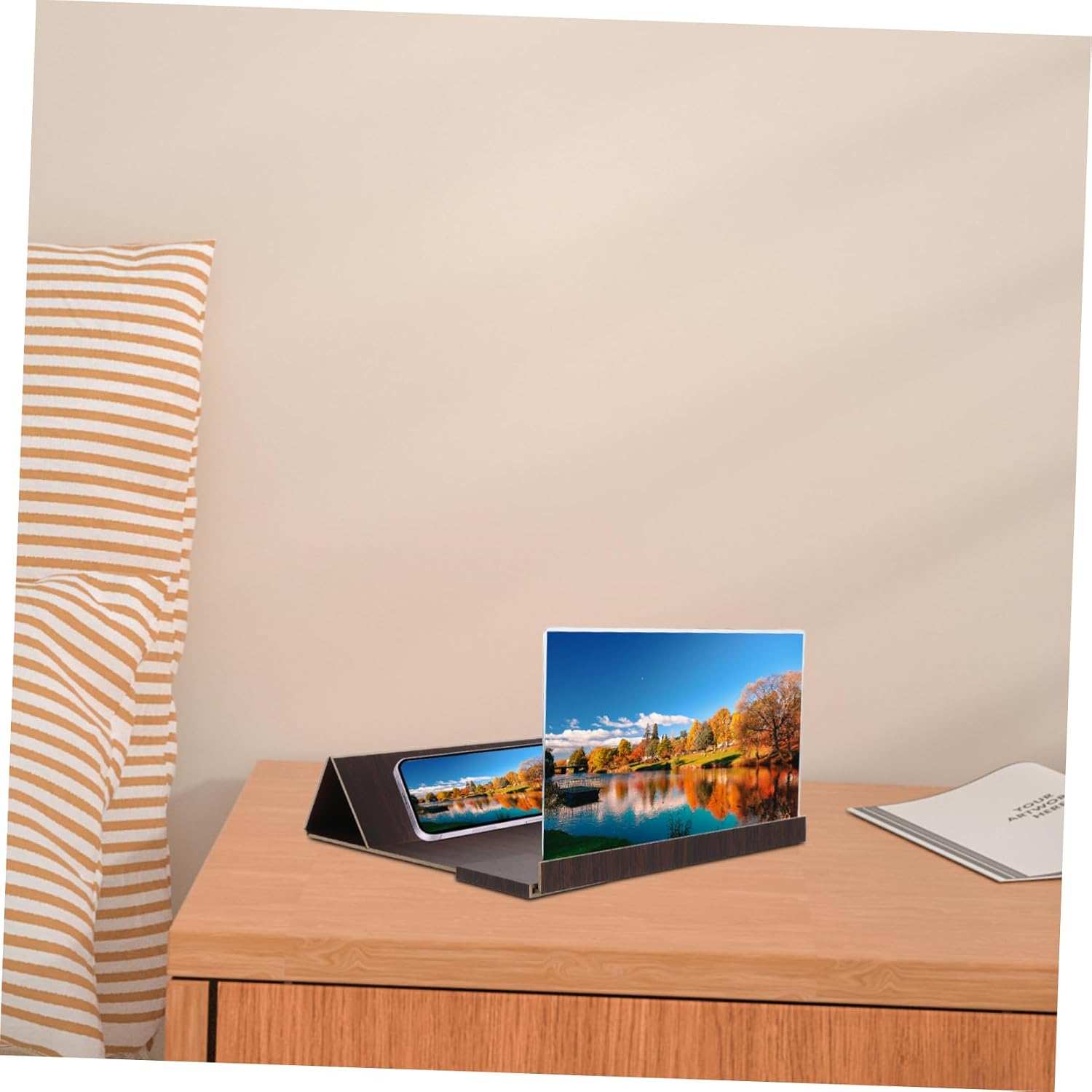 WOONEKY 12-Inch Mobile Phone Magnifier with Foldable Stand for Movies and Videos Portable Smartphone Enlarger 3D HD Screen Amplifier for Teens and Movie Lovers