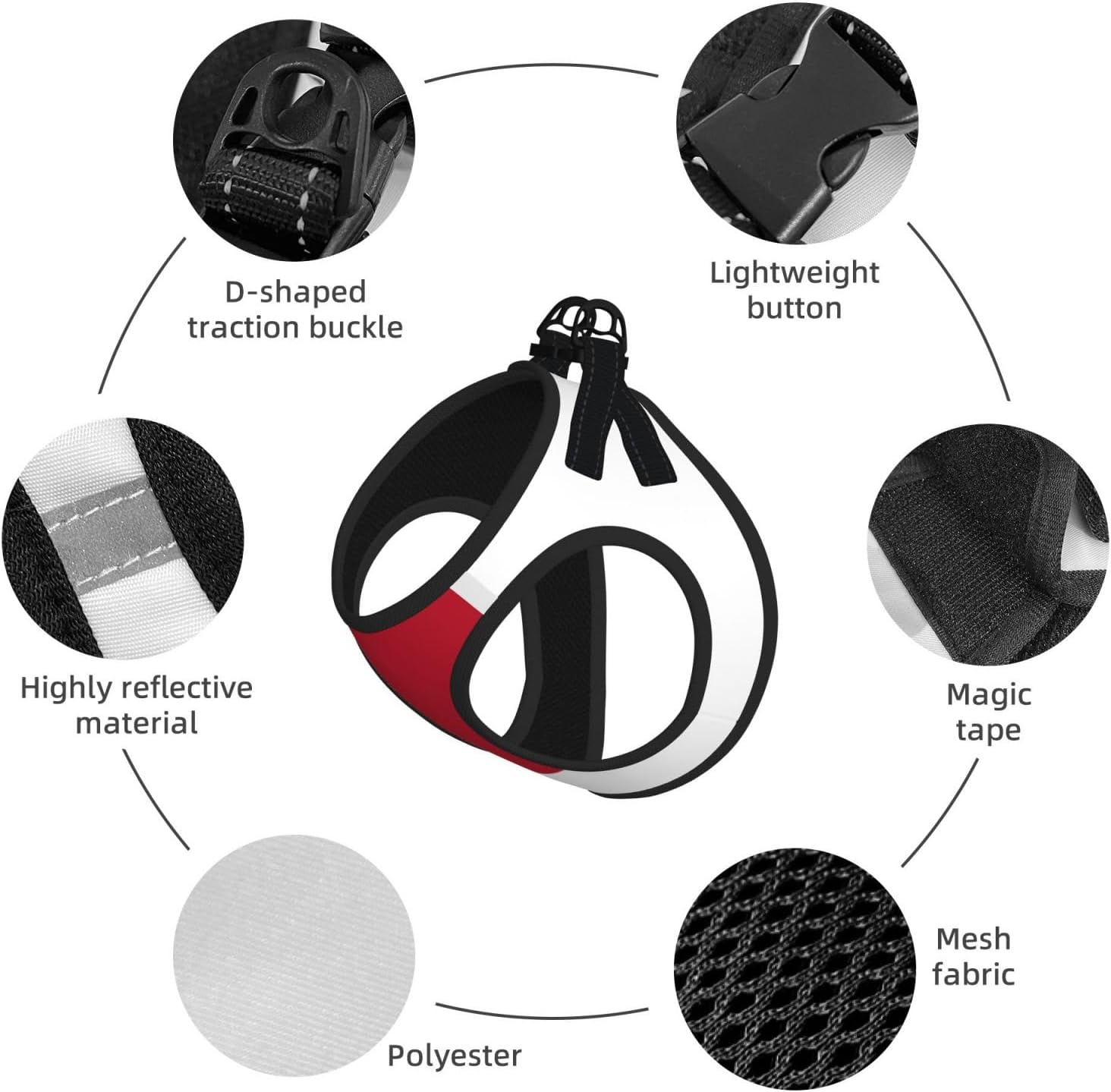 Japanese Flag Pet Vest Small Size Dog Harness and Leash Set for Training, Reflective & Adjustable Without Accessories Small