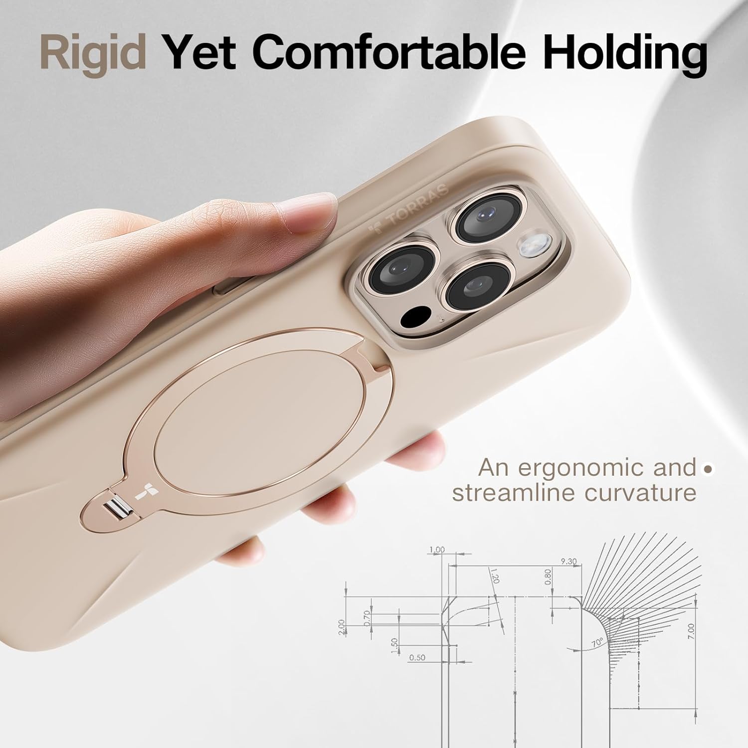 TORRAS 360°Spin Stand for iPhone 16 Pro Case 6.3 inch, Fit for Magsafe, Hard PC Mil-STD Protective Scratch-Resistant Case for iPhone 16 Pro Phone Case, Ostand Spin, Dune Beige, 2024