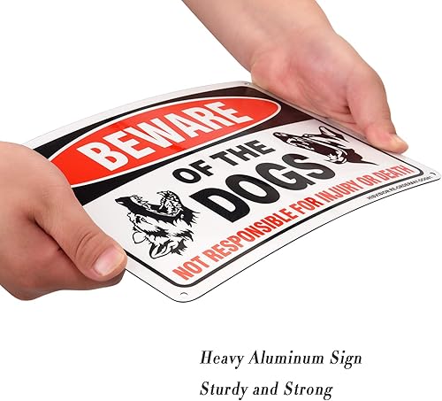 Miniatura 4 de Letrero con texto en inglés "Beware of Dog", paquete de 2 letreros de 10 x 7 pulgadas, libre de óxido, 40 aluminio, impresión UV, gráficos