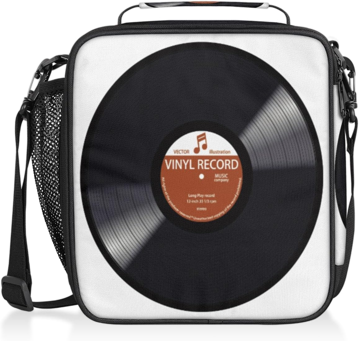 Pardick Music Record Black Kids Lunch Bag Retro Music Vinyl CD Insulated Lunch Box Mini Cooler Back to School Thermal Meal Tote Kit Bento Tote Bags Thermal Lunchbox for Boys Girls - Image 9