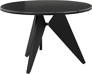 Beliani Mesa de jardín de Metal Negro 110 cm Moderno Comedor Exterior Olmetto