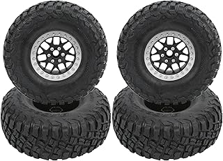 XIASABA - Juego de 4 neumáticos de Goma para Coche de Control Remoto, Escala 1/10, para 4 HSP Axial SCX10 D90, Color Plateado (Plata)
