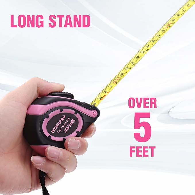 WORKPRO Cinta Métrica 10 ft, 3 Unidades, Auto-Bloqueo, Escalas Métrica e Imperial miniatura 4