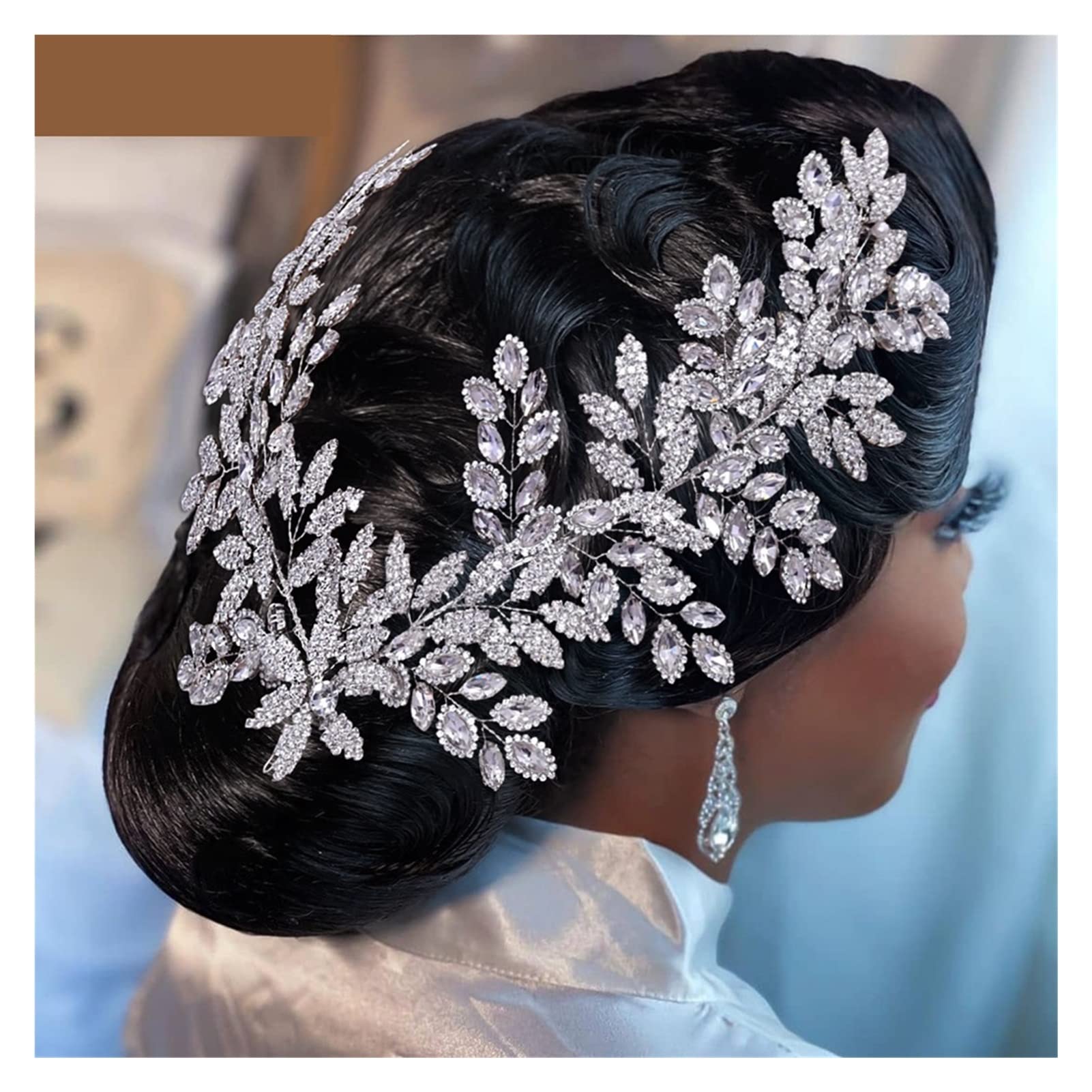 Luxury Crystal Bridal Headsel Floral Wedding Hair Vine Clip Party Party Jewelry Brides Accesorios for el Cabello (Metal Color : HP396-G)
