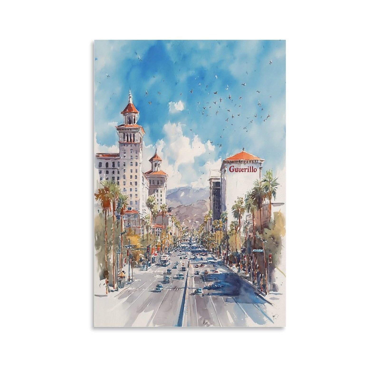 Las Vegas 24x36inch(60x90cm) Vintage Travel Poster Watercolor Canvas Art