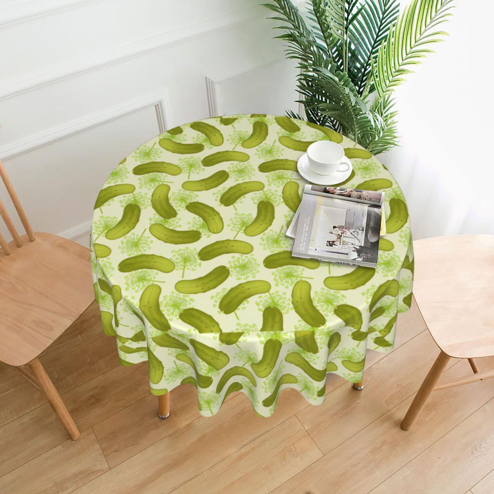 WHJSHOP Sushi Dill Pickles Prints Round Decorative Throw – 60in Stylish Table Cover for Dining, Parties & Outdoor Events